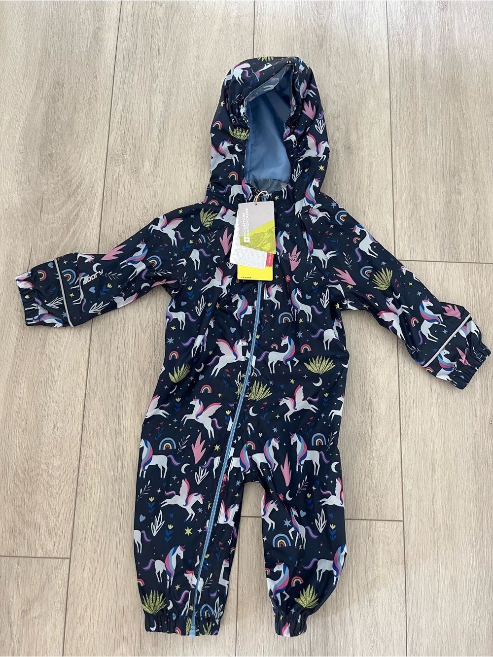 MEC Navy Unicorn Print Hooded Rain Suit